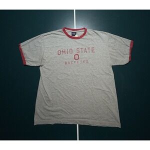Vintage 90s Ohio State Buckeyes Ringer T-Shirt Men's XL Gray‎ Red Football OSU